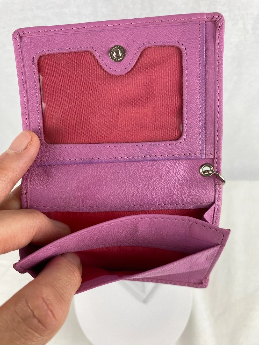 Mercedes Pink Leather Key & Card Holder